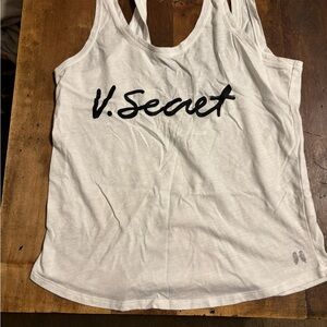 Victoria's Secret White Tank with Black Script